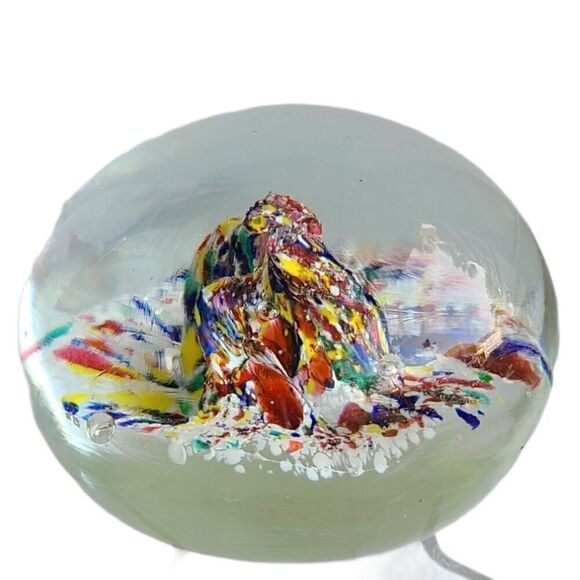 Vintage End of day Inspired Paperweight, Abstract Colorful 3" x 2" - Picture 4 of 6